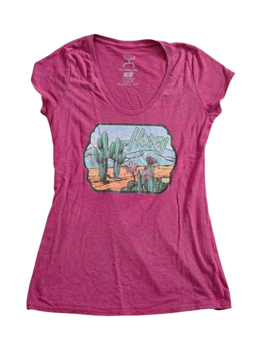 Hooey Red Pink Desert Graphic Scoop Neck Tee Size S